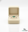 Minimalist Marquise Cut Green Emerald Ring with Diamond Accent Band – Delicate Fine Jewelry
