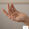 Rainbow Square Pendant in 18k Gold Multicolor Gemstone Charm
