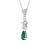 Butterfly Natural Emerald Pendant Necklace Pear Cut Green Gemstone in 14K gold 