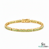 Luxury Green Peridot Square Cut Gemstone Link Bracelet for Women