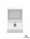 Oval Emerald & Diamond Halo Pendant - Vintage Sunburst Emerald Pendant