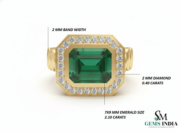 Moderner, natürlicher Smaragdring im Smaragdschliff mit Diamanten, 4 Karat Verlobungsring