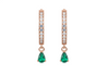 Luxury Gold Hoop Earrings with Pear shape Natural Emerald Dainty Diamond Drop Style