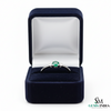 Round Emerald and Diamond Accent Ring in Solid Gold – Dainty Promise Ring