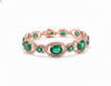 Natural Emerald oval cut Emerald and Diamond Bracelet: 18k Gold May Birthstone