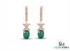 Luxury 3.90 carat Natural Emerald Oval Earrings with Sparkling Diamond X Motif
