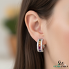 Elegant Rainbow Gemstone Hoops Princess Cut Multicolor Gemstone Earrings