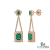 Luxury Emerald cut Emerald and Diamond Dangle Earrings – 14K Gold Statement Jewelry