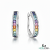 Princess cut Rainbow Sapphire Hoop Earrings in 18K Gold Channel-Set Hoop Earrings