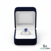 Pear Shape Blue Sapphire Diamond Ring with Heart Halo - Promise Ring