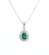 9.30 carat Vintage Inspired Pear Cut Natural Emerald Pendant Gold Diamond Accent Design
