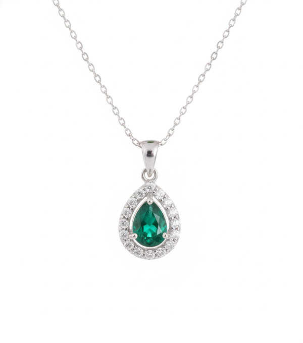 9.30 carat Vintage Inspired Pear Cut Natural Emerald Pendant Gold Diamond Accent Design
