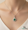 Eternal Round Natural Emerald Circle Pendant Double Halo Gold Pendant