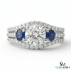 Round Cut Blue Sapphire & Diamond Two Stone Ring - Toi et moi Ring (Copy)