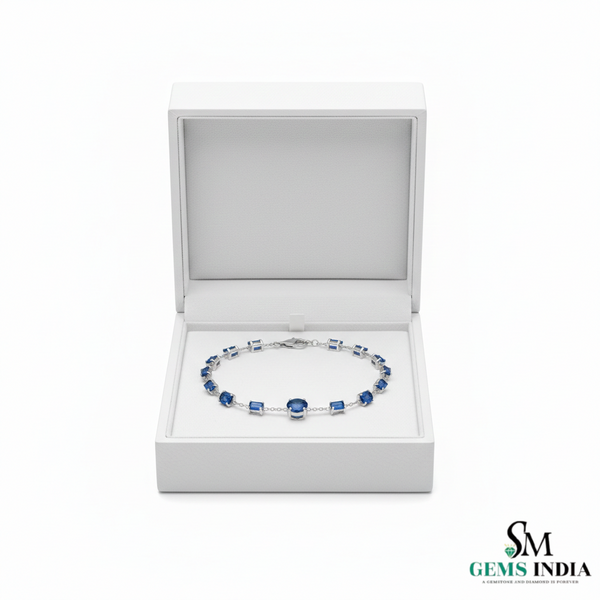 Premium Blue Sapphire Bracelet for Women - Gemstone Jewelry Gift