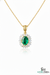 Oval Emerald & Diamond Halo Pendant - Vintage Sunburst Emerald Pendant