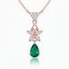 Butterfly Natural Emerald Pendant Necklace Pear Cut Green Gemstone in 14K gold 