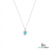 Vintage Turquoise Oval Pendant With Diamond Accent Swirl Design - Anniversary Gift