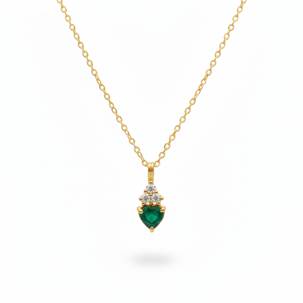 1.90 carat Natural Emerald Heart Pendant with Diamond Accents in 14k Gold