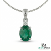 Minimalist Oval Emerald Pendant with Diamond Detail - Green gemstone Jewelry