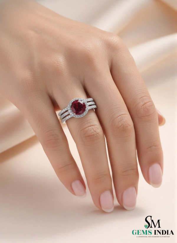 Natürlicher Rubin- und Diamant-Eulenring aus massivem 18-karätigem Gold, eleganter Eulenform-Ring