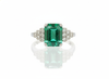 Emerald Cut Natural Emerald & Diamond Statement Ring in 14K Gold Minimalist Fine Jewelry