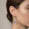Elegant Heart-Shaped Amethyst Drop Earrings With Diamond
