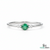 Round Emerald and Diamond Accent Ring in Solid Gold – Dainty Promise Ring