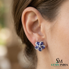 Elegant Tanzanite Blossom Stud Earrings with Diamonds
