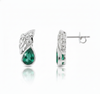 1.80 carat Pear-Shaped Emerald Diamond Cluster Earrings in 14k Gold