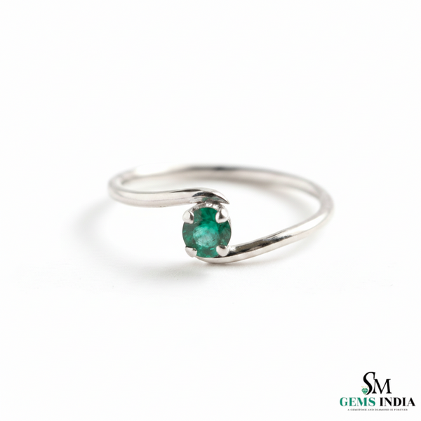 Dainty Emerald Bypass Ring – Thin Gold Stackable Ring