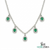 Elegant Oval Emerald Station Necklace with Diamond Halo - Gift for her