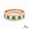 Men's 18k Gold Genuine Emerald & Diamond Wedding Band – May Birthstone