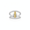 Pear Cut Citrine & Diamond Open Band Ring in 14k Gold - Statement Ring