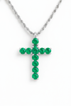 2.10 carat Elegant Round Natural Emerald Cross Pendant Faith Jewelry Gift