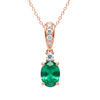 2.80 carat Elegant Oval Emerald and Diamond Pendant may Birthstone Necklace