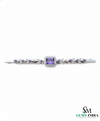 Emerald-Cut and Round Amethyst Diamond Halo Bracelet for Women