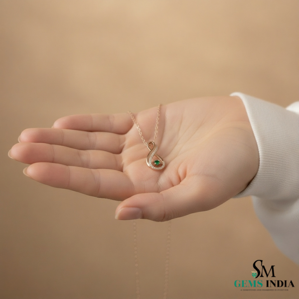 Emerald Teardrop Halo Pendant in 14k Gold emerald jewelry for women