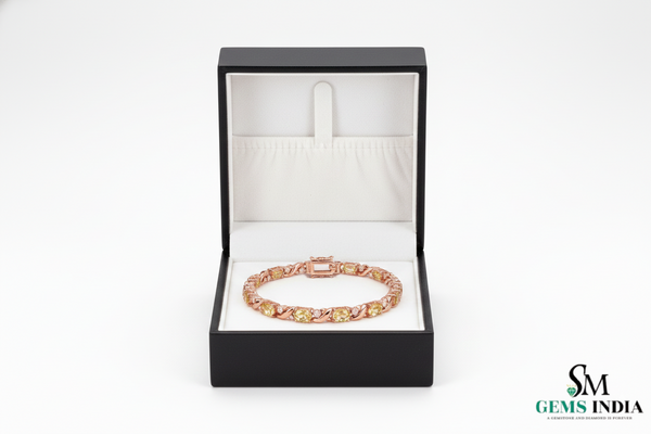 Luxury Oval Citrine & Diamond Twisted Bracelet - Elegant Jewelry Gift