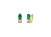 4.08 carat Oval Cut Natural Emerald Gold Earrings Diamond Accent Huggies