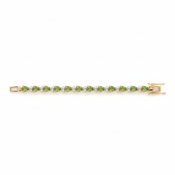 Classic Pear shape Peridot link Bracelet - Luxury Green Gemstone Jewelry