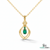 Natural Oval Green Emerald Teardrop Pendant For Woman