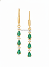 1.30 carat Pear Zambian Emerald Diamond Dangle Earrings 14k Gold Gift