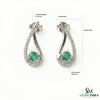 Natural Emerald Tear Drop Stud Earrings with Diamond Accents