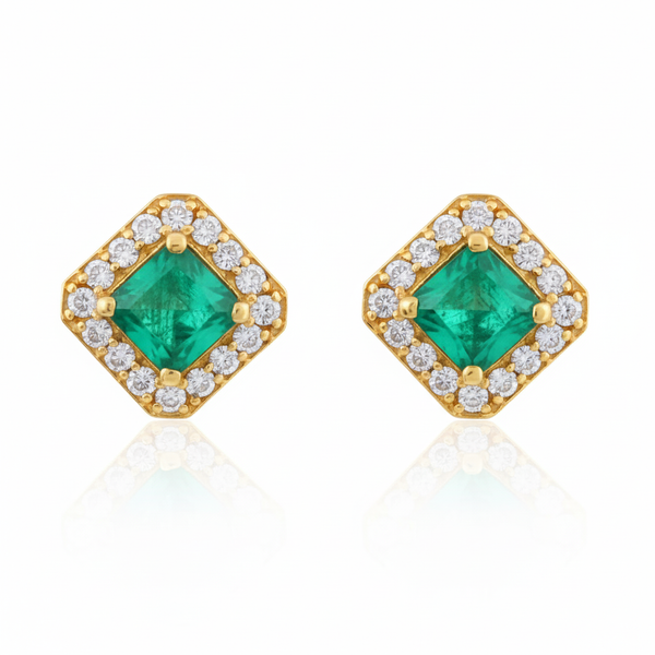1.90 carat Octagon cut natural emerald earrings for woman's 14k solid gold earrings gift for woman's