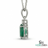 Minimalist Oval Emerald Pendant with Diamond Detail - Green gemstone Jewelry