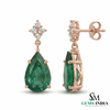 4.20 carat ear Cut Emerald Drop Earrings in Gold Elegant Drop Design