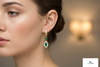 Marquise-Cut Natural Emerald Drop Earrings Diamond Halo Design
