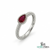 Pear Shape Red Ruby Ring with Milgrain Setting - July Birthstone RIng