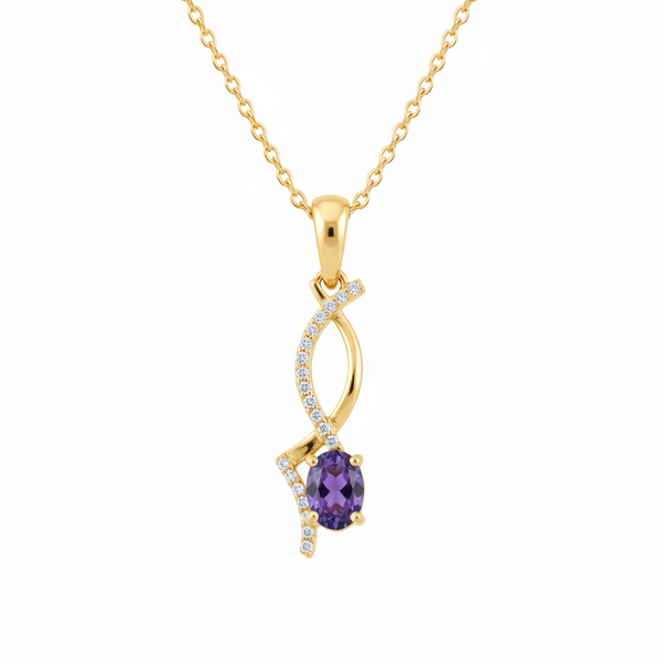 Natural Oval Tanzanite Twisted Diamond Pendant
